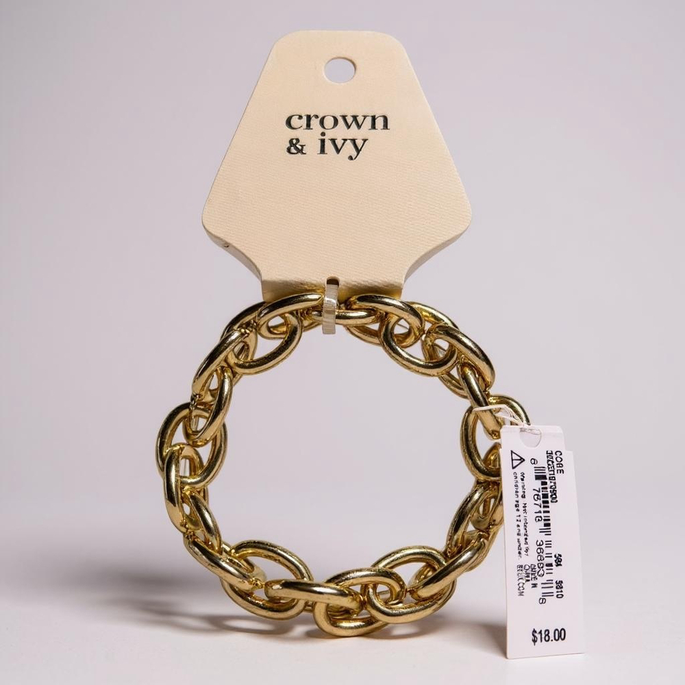 NWT Crown & Ivy Gold-Tone Metal Link Bracelet